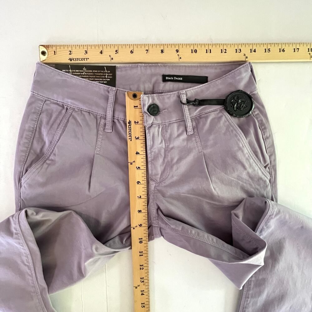 Black Orchid NEW Skinny Jeans Pleats Sz 27 *FLAW* Cuffs Purple Cotton Blend - Picture 7 of 8